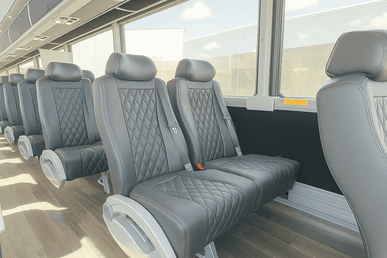 interior of Woodbridge Coach Bus Service charter bus