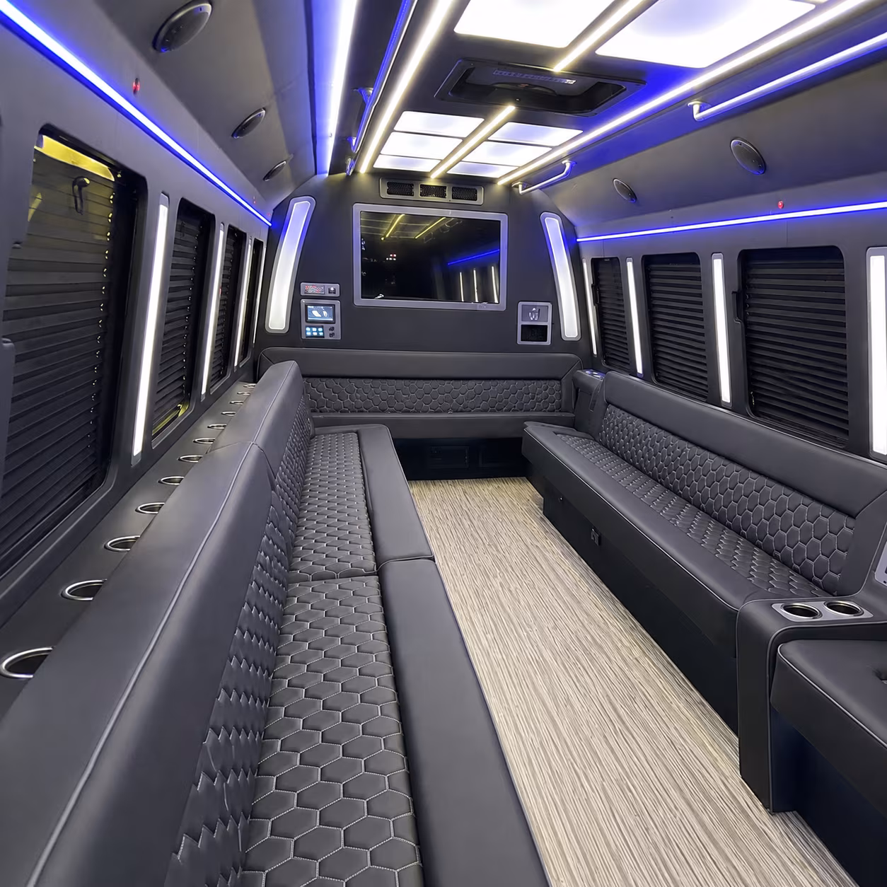 woodbridge 40 passenger party bus inside